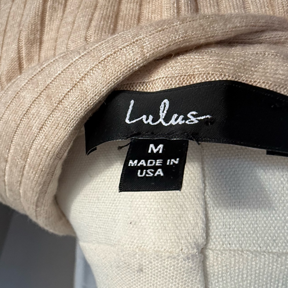 Lulu's Beige Ribbed Button-Down Shirt - Picture 3 of 3